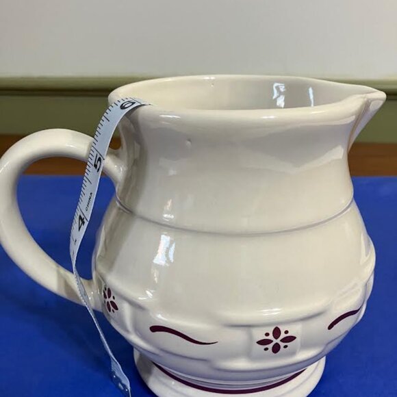 Longaberger Pottery 32 oz. Pitcher Woven Traditions Red - Picture 11 of 13